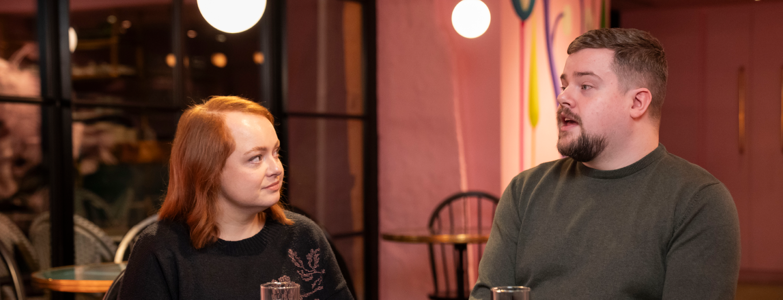 Scott & Lynn from the What if asking about suicide could save a life? campaign talking around a table.